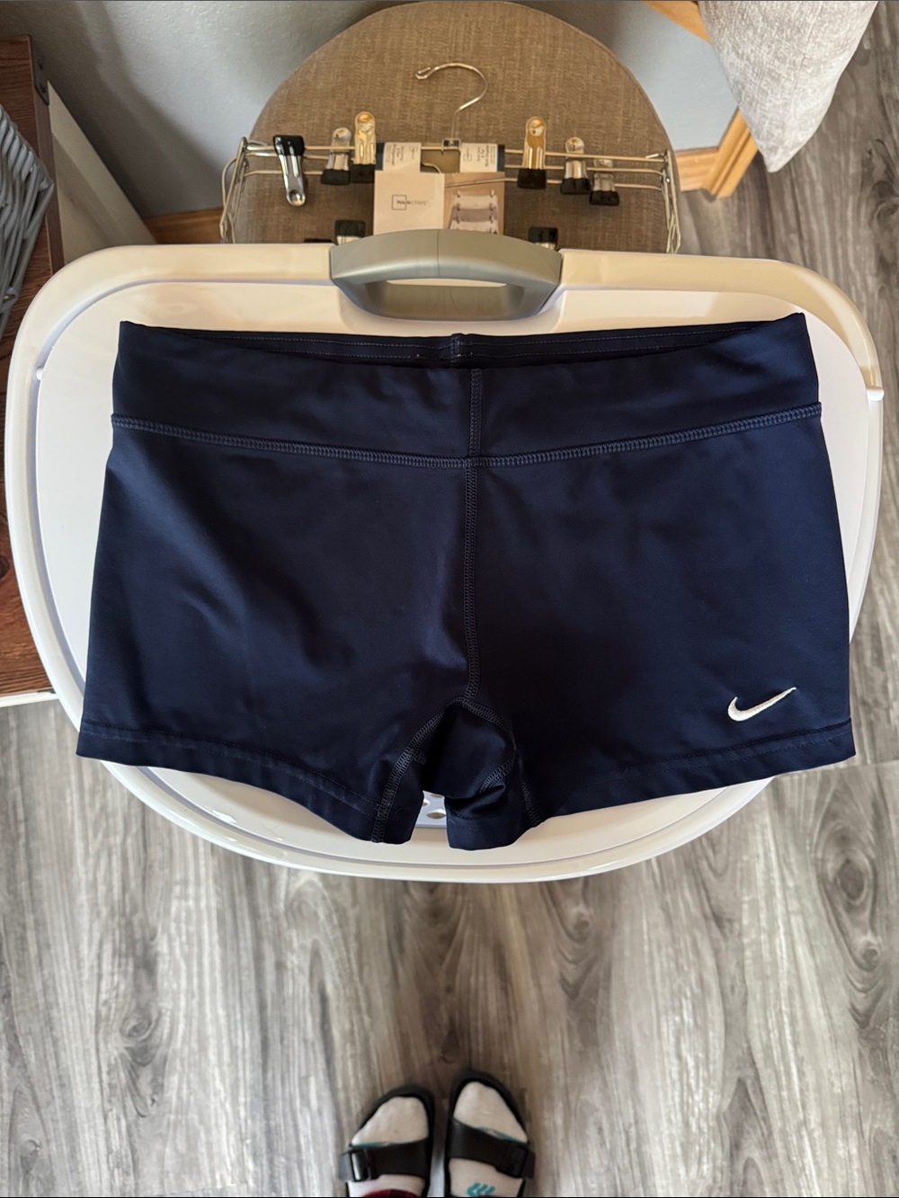 Nike Women's Dark Navy Bike Shorts with White Swoosh